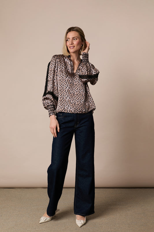 Fee G Hallie Leopard Print Blouse