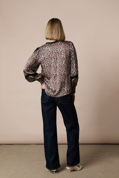 Fee G Hallie Leopard Print Blouse