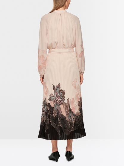 Marccain Pleated Midi Dress With Floral Print