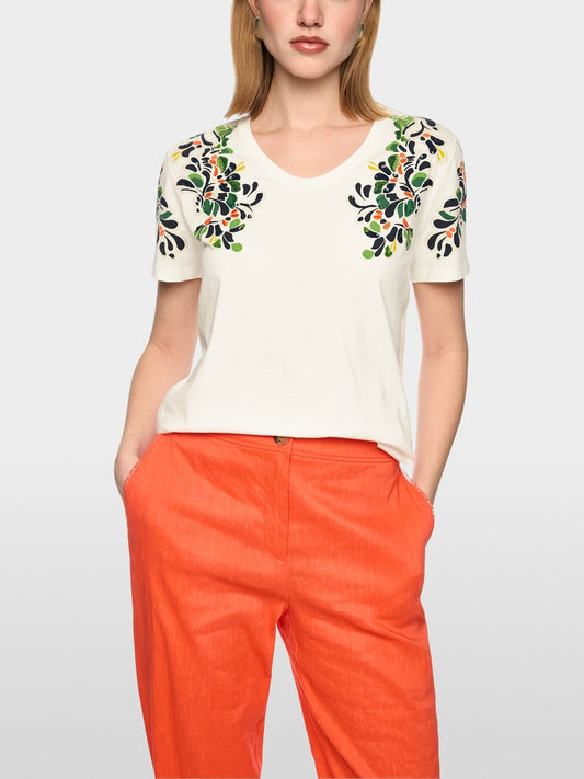 Marccain Shirt With Hibiscus Print And Sequins