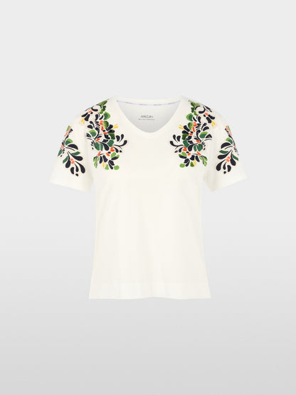 Marccain Shirt With Hibiscus Print And Sequins