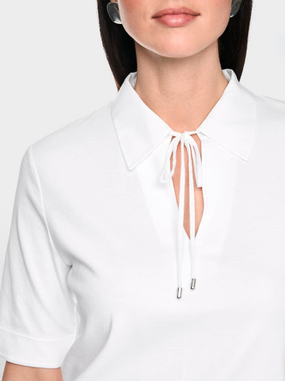 Marccain Plain Polo Shirt With Cord Detail