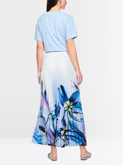 Marccain Pleated Midi Skirt With Lily Print