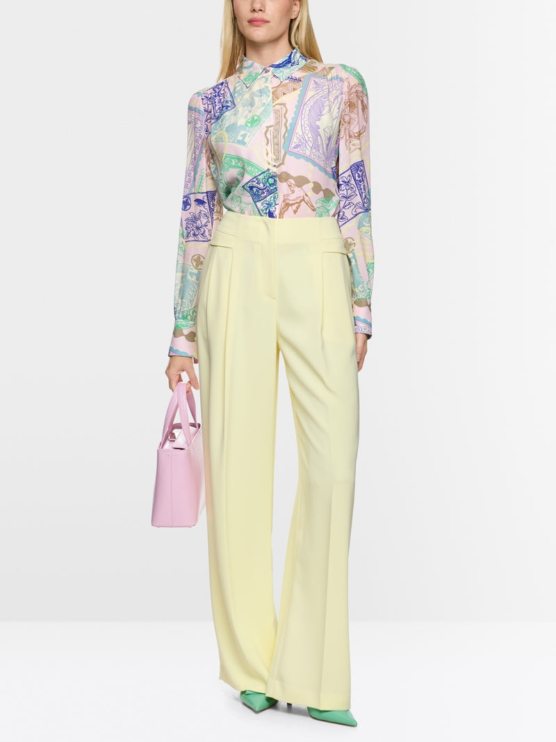 Marccain wide leg Wichtia trousers with wide leg in yellow colour
