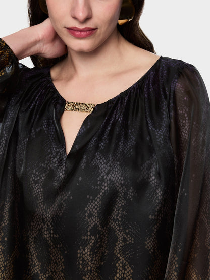 Marccain Double-layered Blouse With Snake Print