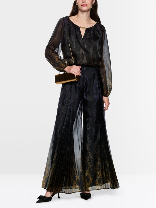 Trendy blouse in a double-layered design with a modern snake print