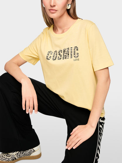 yellow tshirt with print on front from Marc cain 