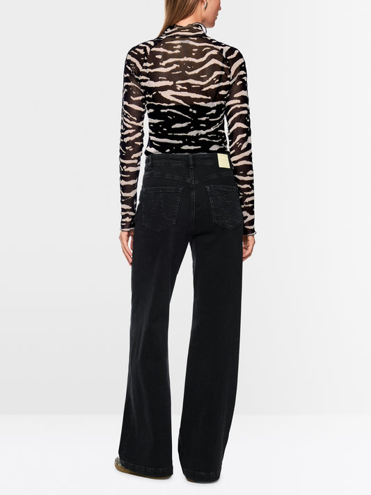 Marccain Sport Mesh Shirt With Animal Print