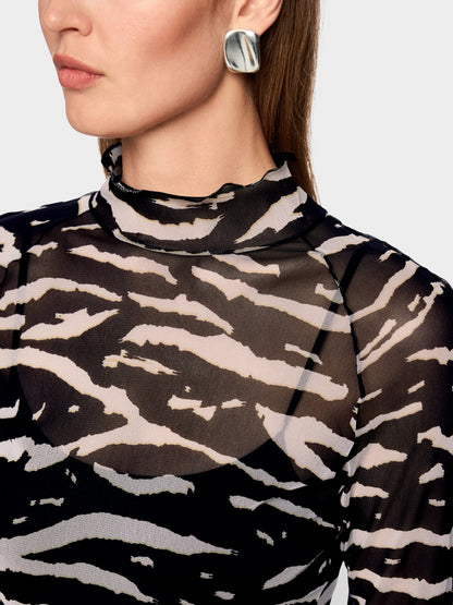 Marccain Sport Mesh Shirt With Animal Print