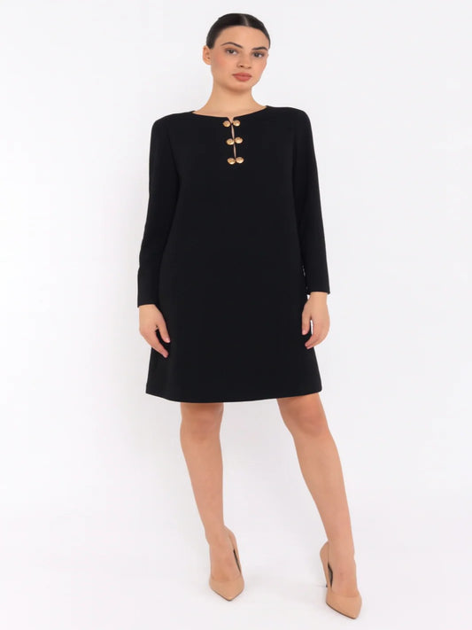 Arggido Dress with Gold Button Detail