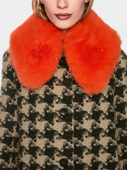 Marccain Houndstooth coat with faux fur collar