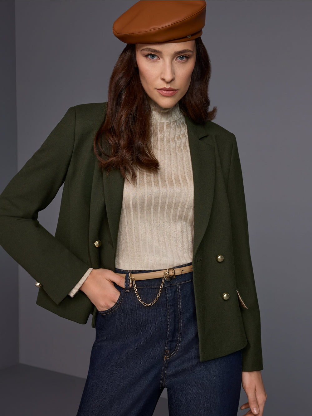 Marccain Fitted double-breasted blazer