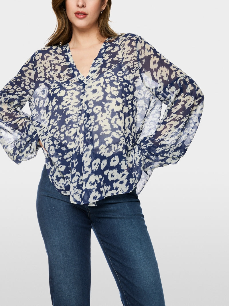 Marccain Wide-cut blouse with animal print