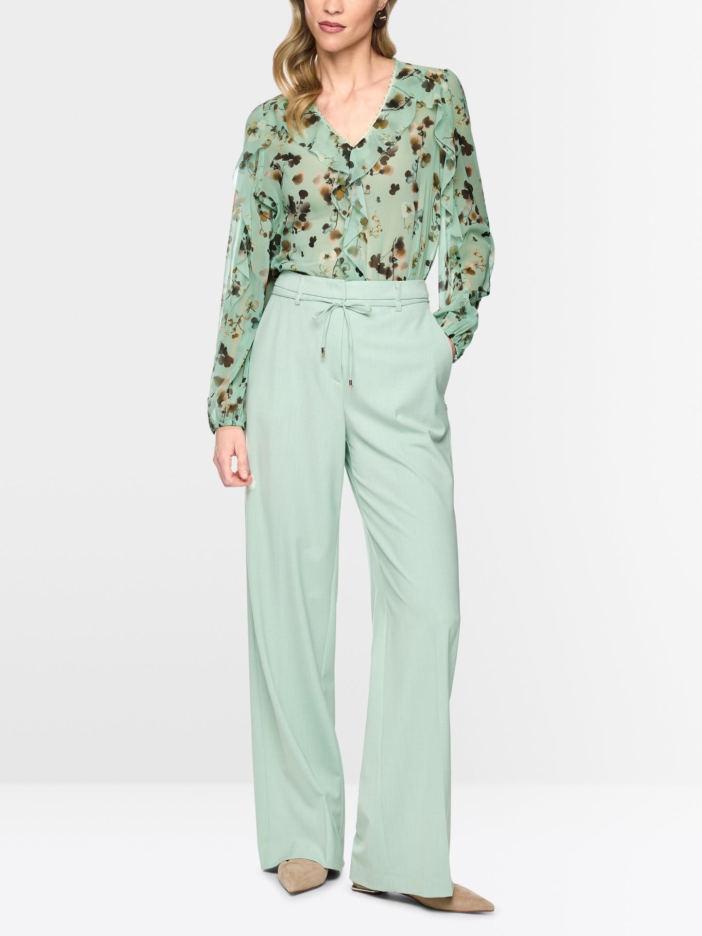 Marccain Floral Blouse with Flounces