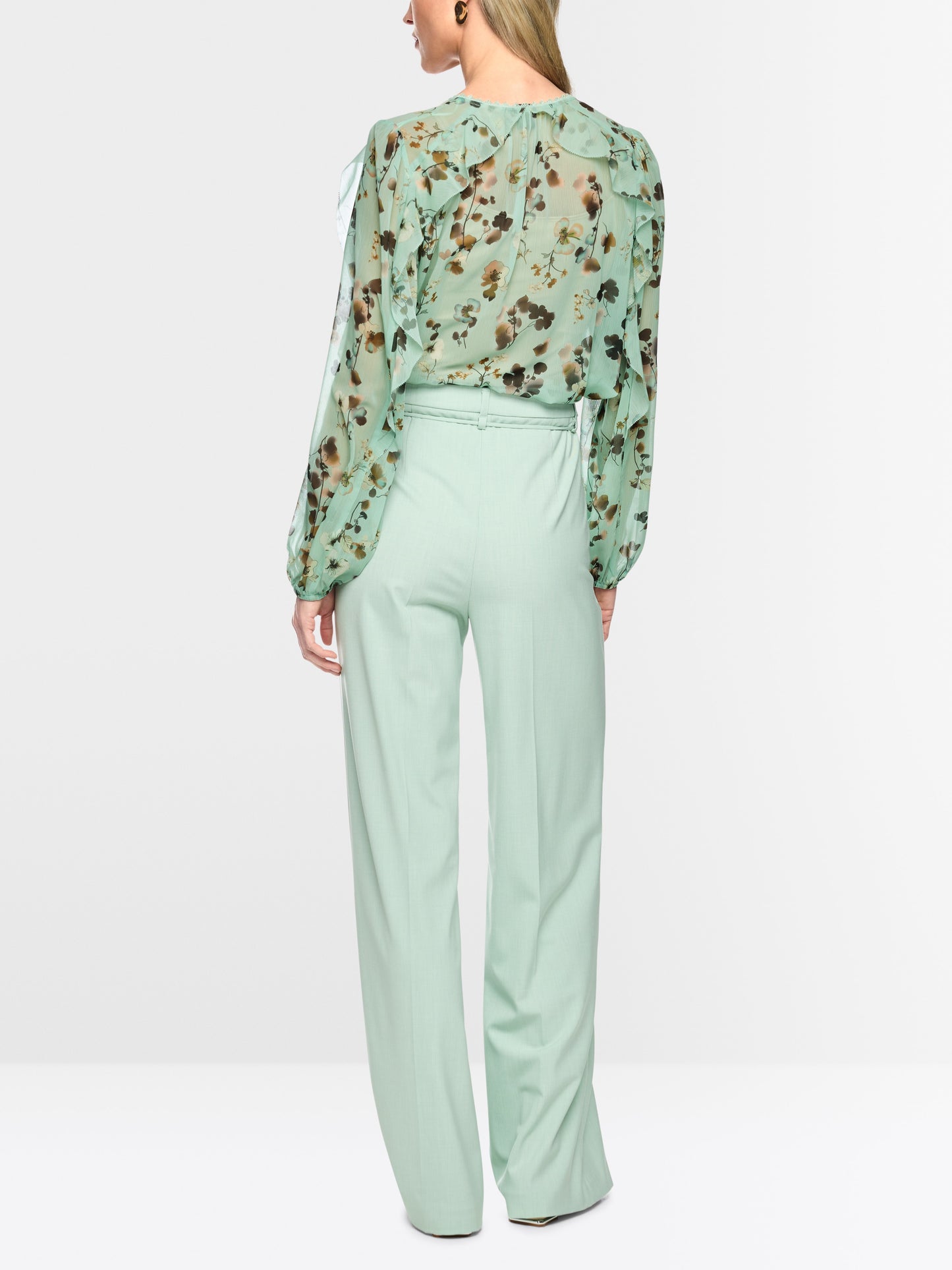 Marccain Floral Blouse with Flounces