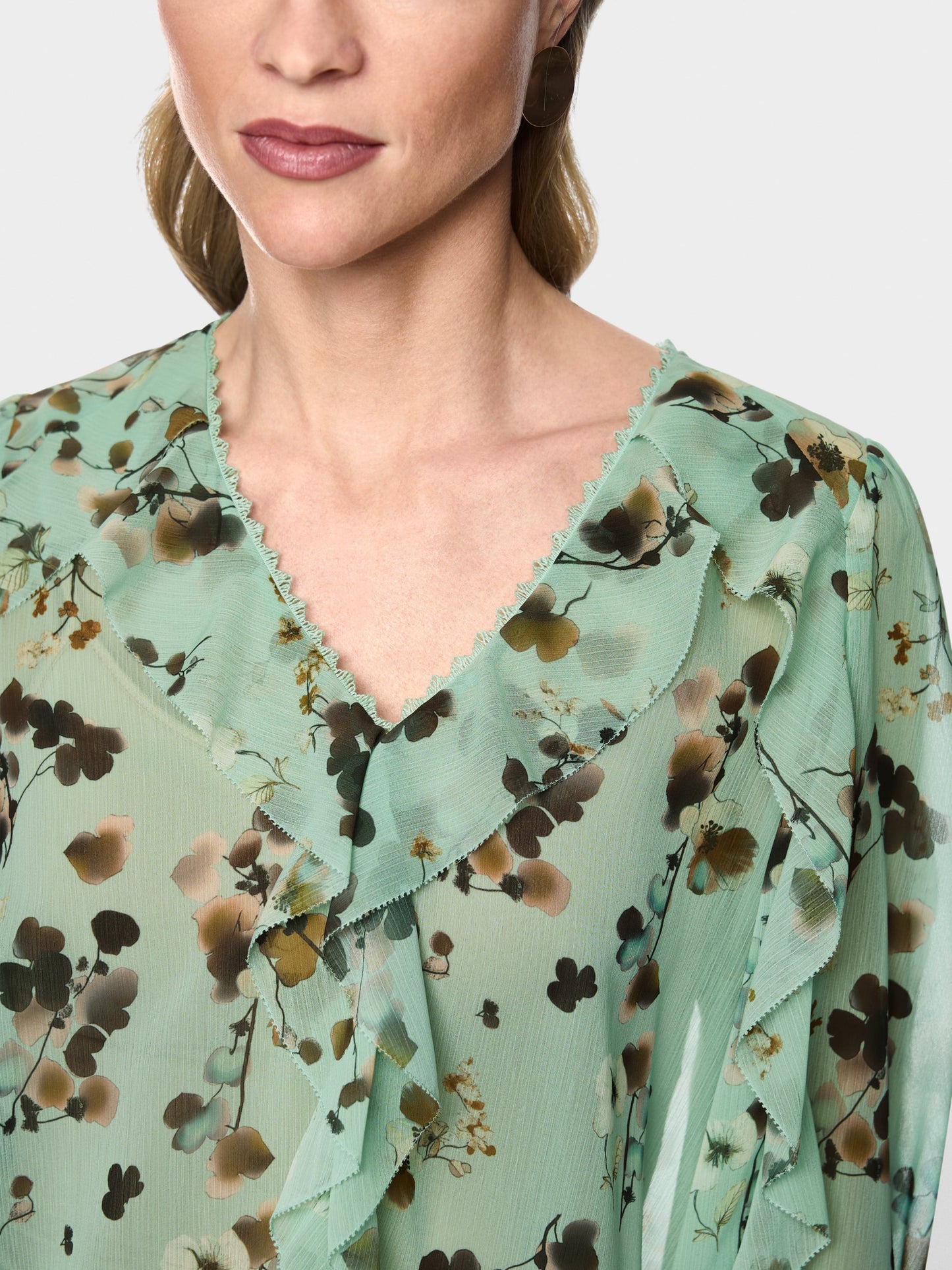 Marccain Floral Blouse with Flounces