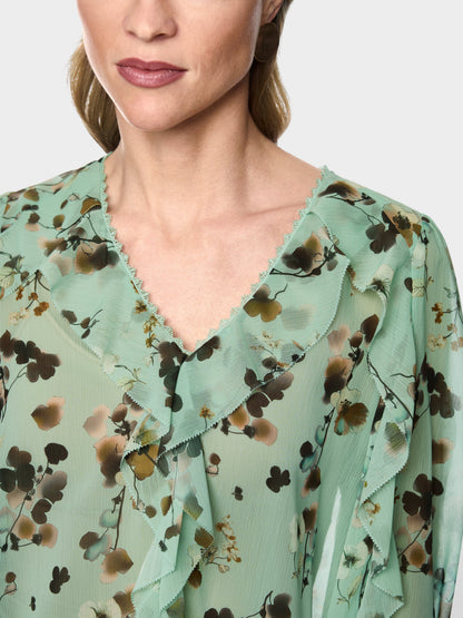 Marccain Floral Blouse with Flounces