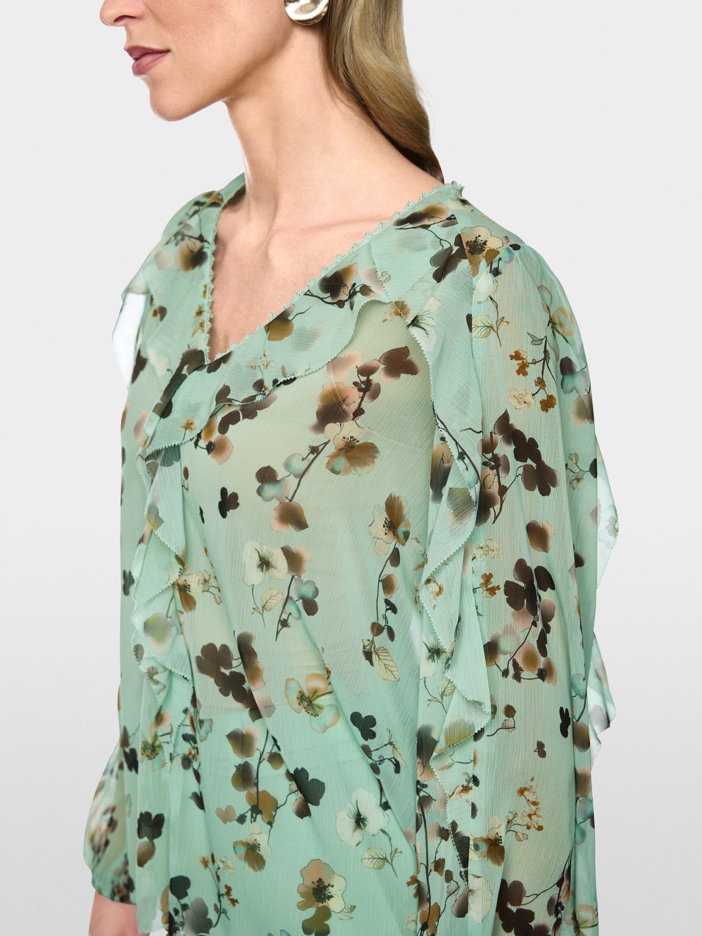 Marccain Floral Blouse with Flounces