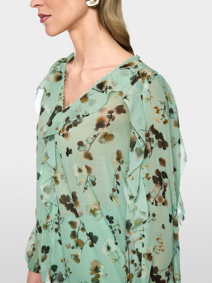Marccain Floral Blouse with Flounces