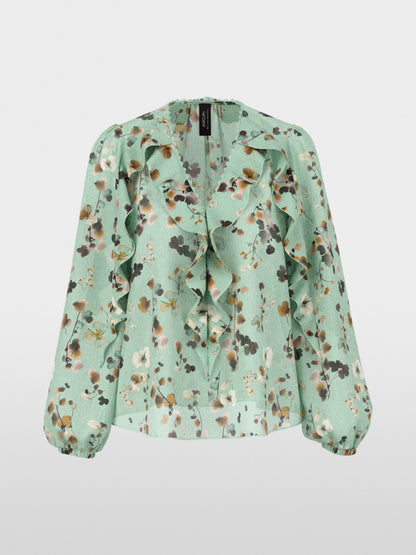 Marccain Floral Blouse with Flounces