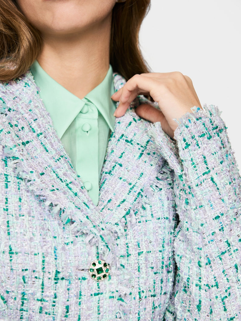 Marccain Blazer with rhinestones and frayed hem