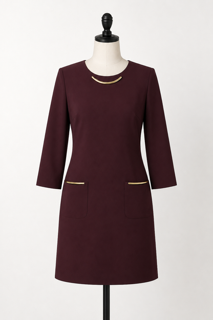 Carla Ruiz Burgundy Shift Dress