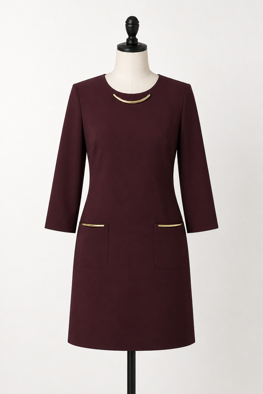 Carla Ruiz Burgundy Shift Dress