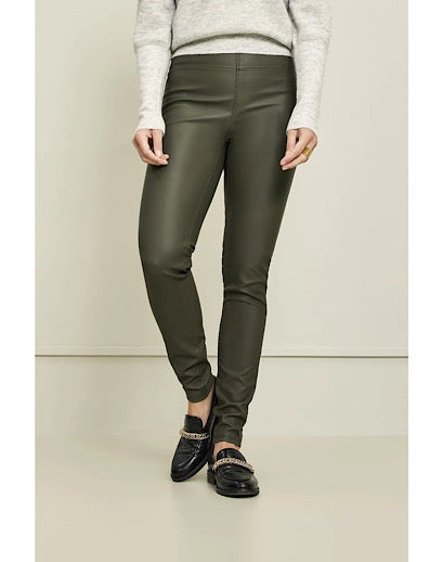Knit Ted Amber Faux leather Pants - Olive