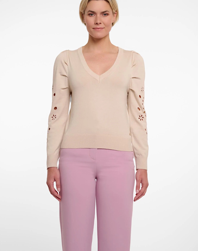 Rino And Pelle V Neck Jumper with Embroidery detail Belize