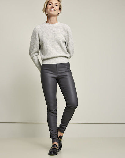 Knit Ted Amber Faux Leather Pants - Grey