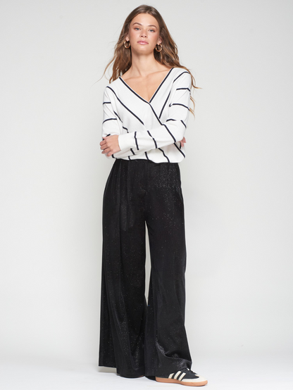 Vilagallo  Black Velvet Palazzo Pants