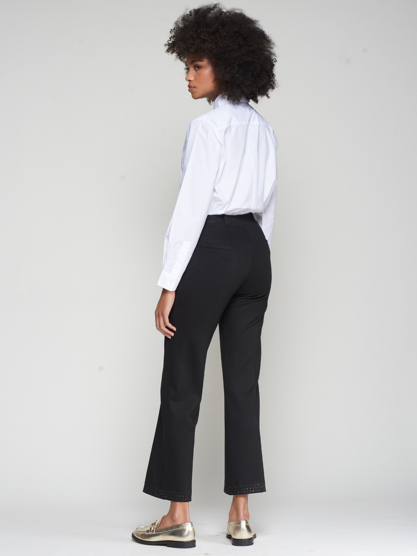 Vilagallo White Shirt Navy Ruffle