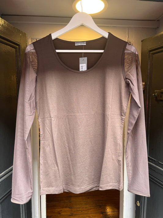 Naya Jersey Round Neck Top Brown Naw25106