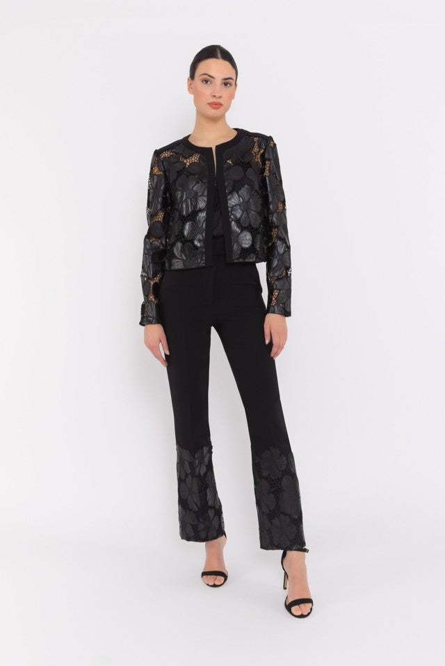 Black short jacket with floral detail