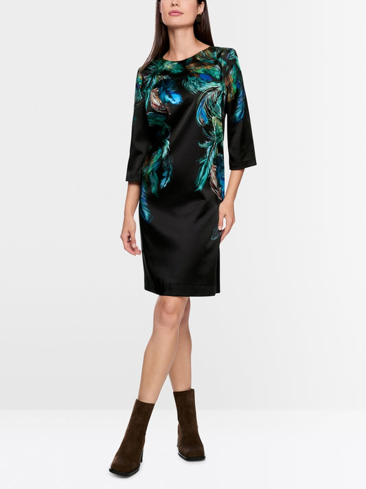 Black Marc cain dress with feather print 