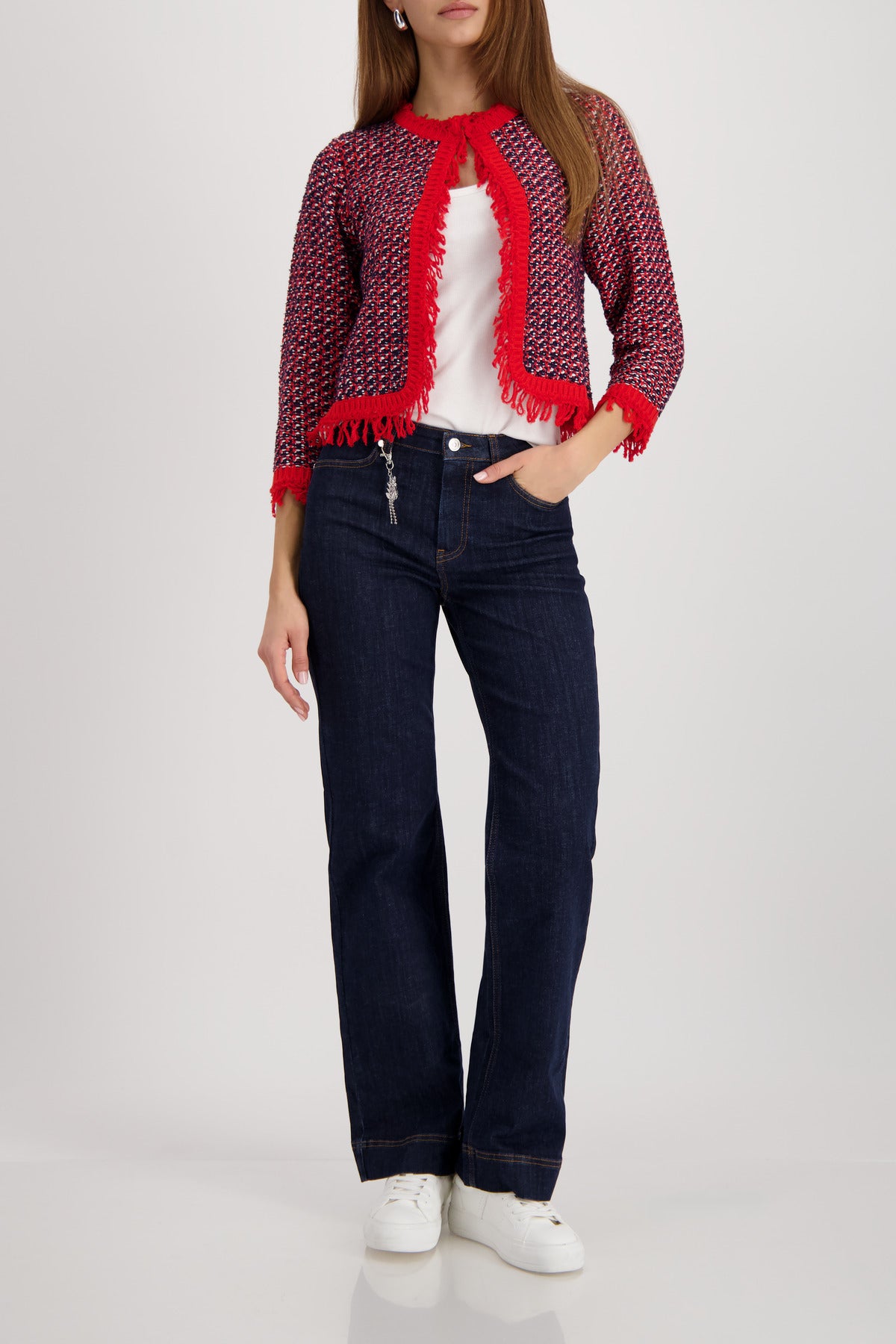 Fringe tweed cardigan from Monari. Elegant jacket perfect for any occasion