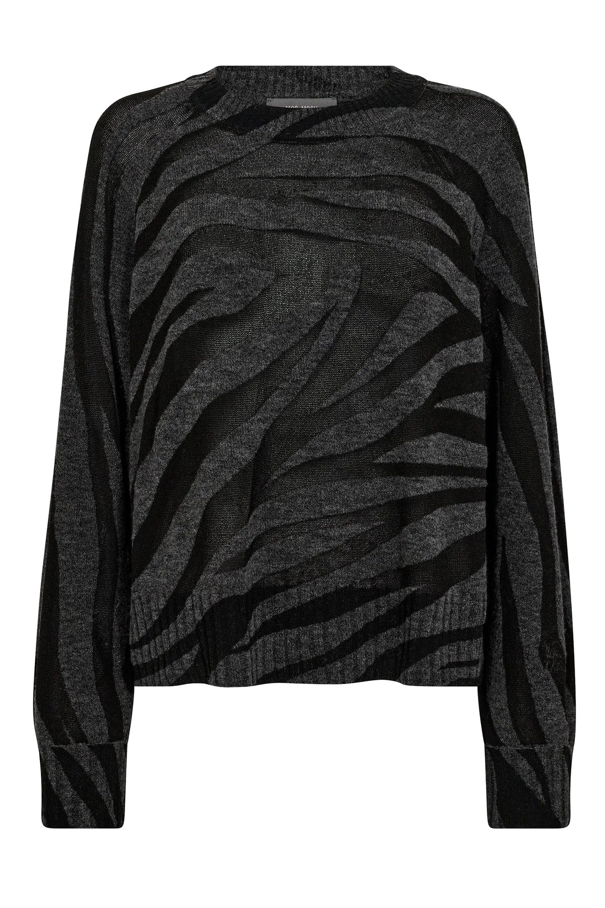 This jumper is soft to touch and has a zebra pattern.