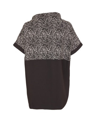 Naya Wool mix print top with Zip Collar