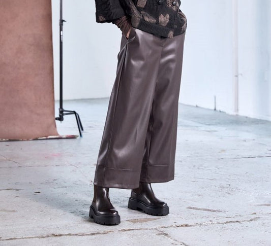 Naya Brown Faux Leather Pants
