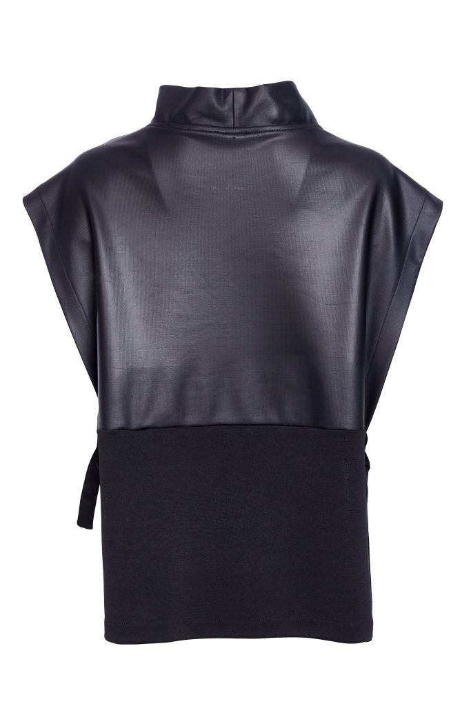 Naya Leatherette Top With Tie Detail