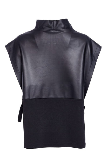 Naya Leatherette Top With Tie Detail