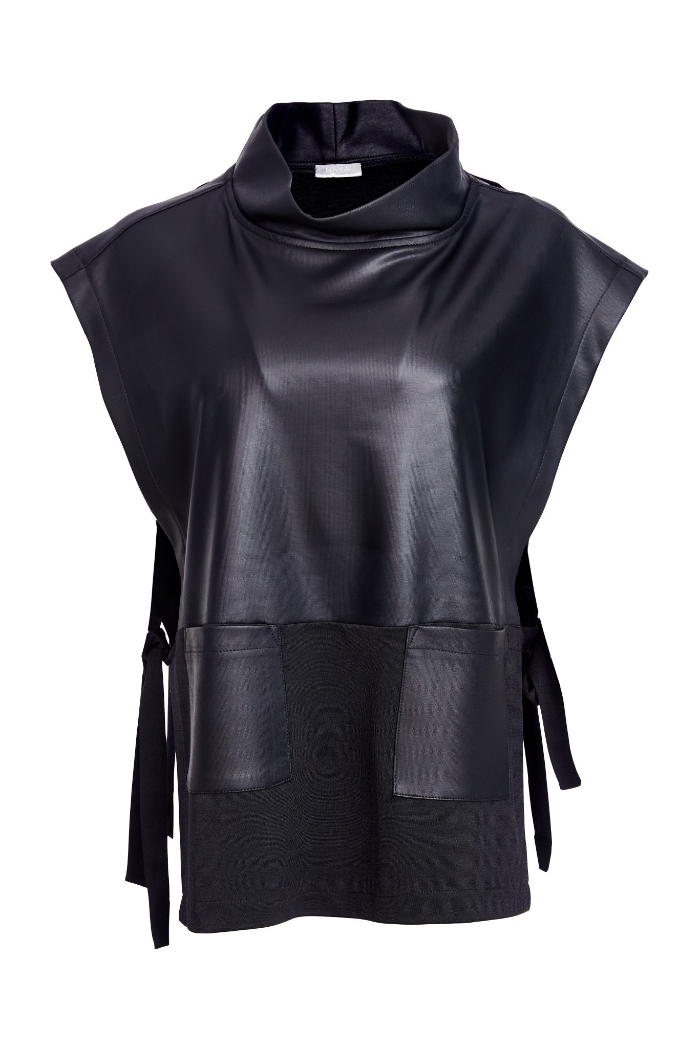 Naya Leatherette Top With Tie Detail