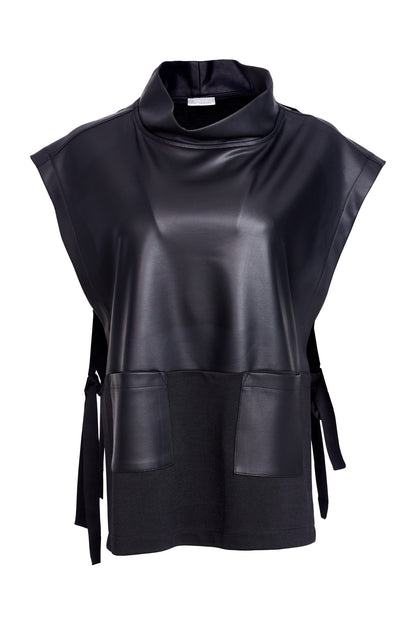 Naya Leatherette Top With Tie Detail