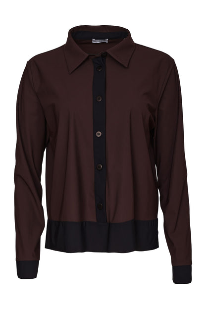 Shirt With Button Front And Band At Hemline