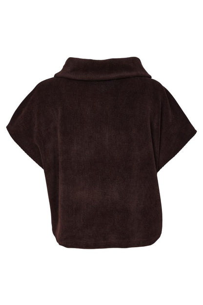 Naya Soft Ribbed Cowl Neck Top - Brown
