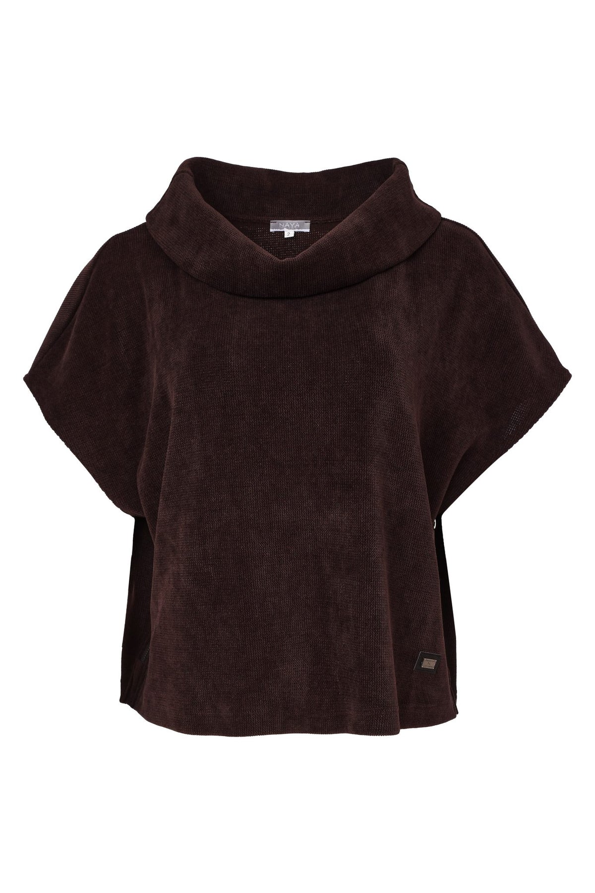 Soft Ribbed Cowl Neck Top With Zip In Side Seam
