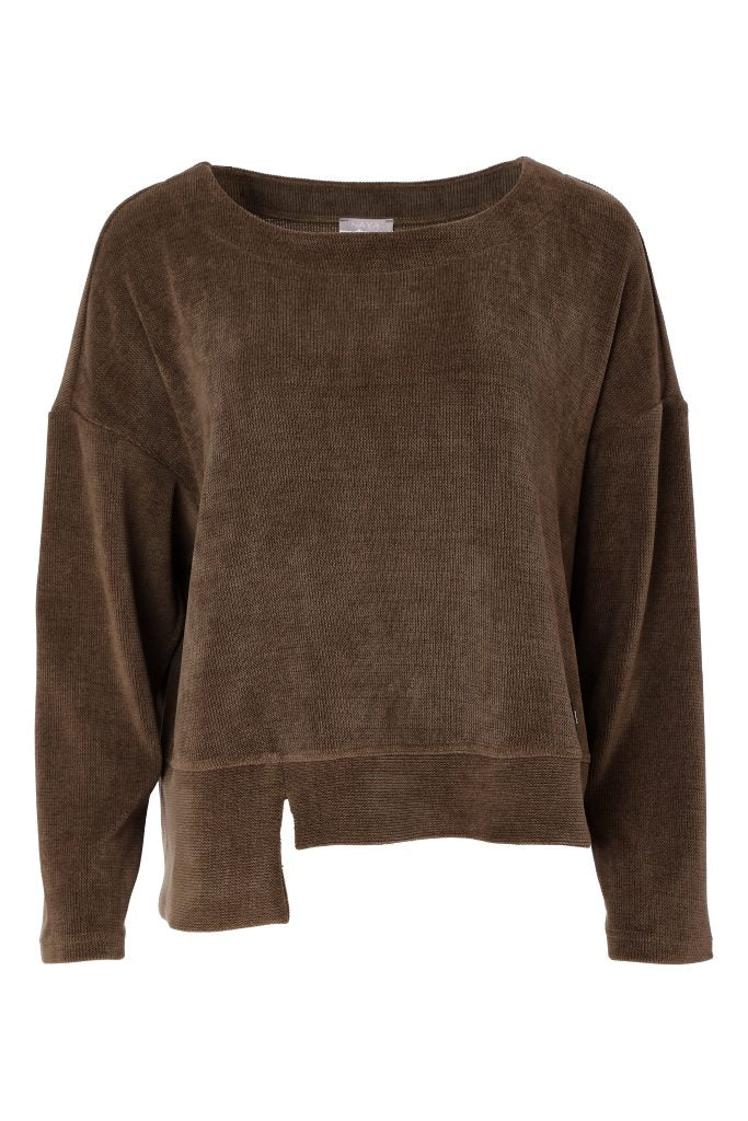 Naya Ribbed Round Neck Top - Army