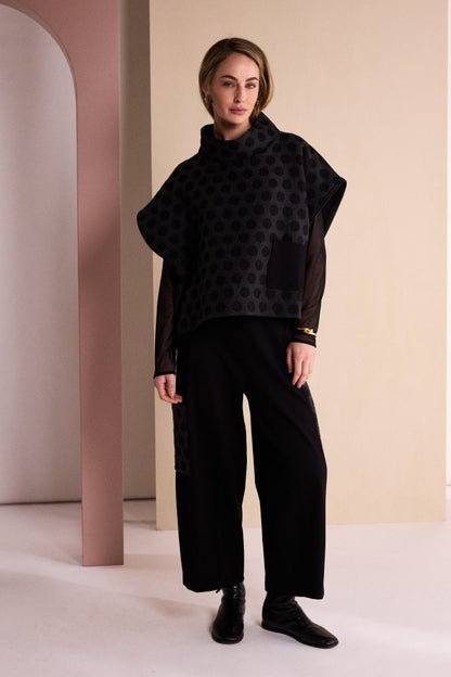 Wide Leg Trouser With Jacquard Spot Side Panel And Pocket