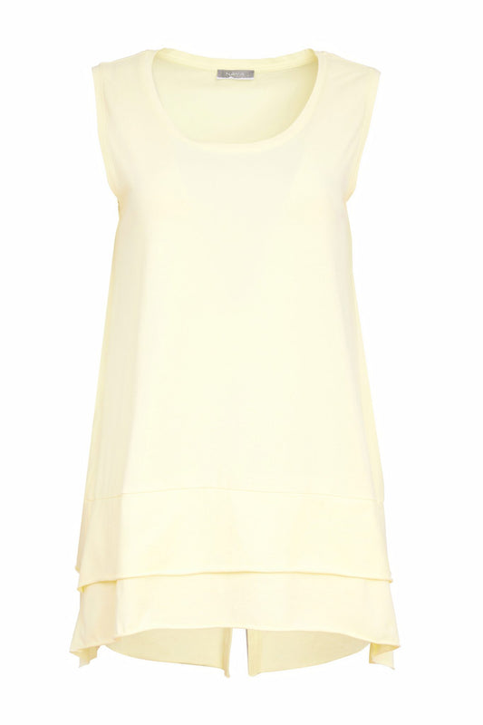 Light yellow sleeveless top on a white background