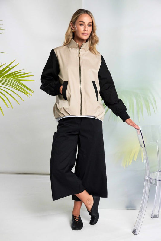 Black Wide leg cropped lightweight pants